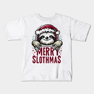 Funny Merry Slothmas Christmas Pajama for Sloth Lovers Kids T-Shirt